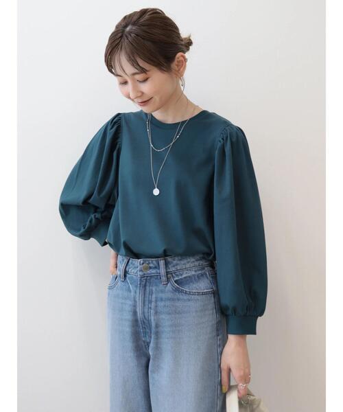 AMERICAN HOLIC（アメリカンホリック）の「ドルマンギャザー7分袖カットプルオーバー（Tシャツ/カットソー・レディース・アイボリー/ブルーグリーン/ダークネイビー・L/M）」の5枚目の写真