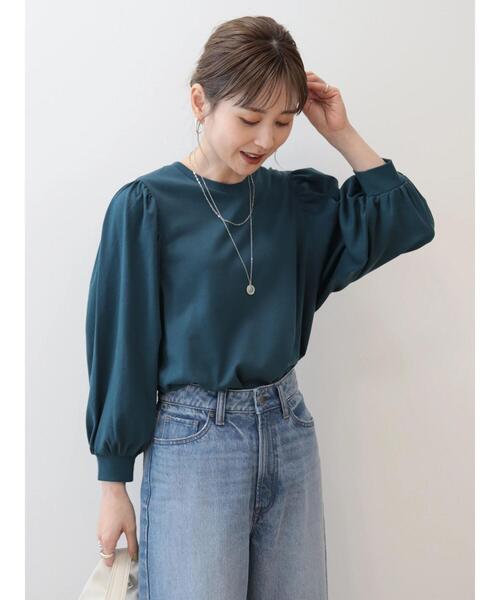 AMERICAN HOLIC（アメリカンホリック）の「ドルマンギャザー7分袖カットプルオーバー（Tシャツ/カットソー・レディース・アイボリー/ブルーグリーン/ダークネイビー・L/M）」の7枚目の写真