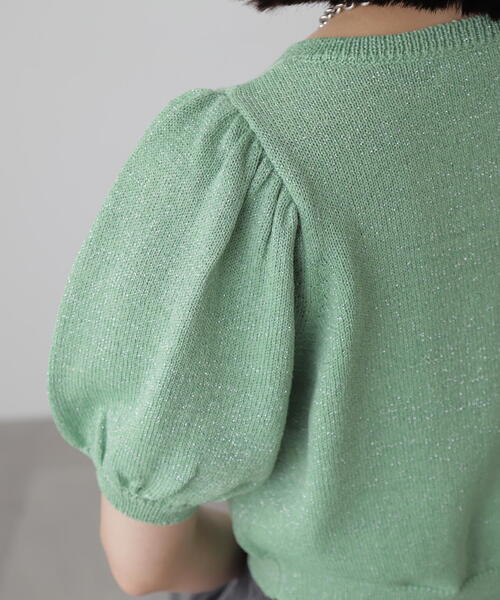 FREE'S MART（フリーズマート）の「◆［WEB限定］ラメパフスリーブニットカーディガン（カーディガン/ボレロ・レディース・ホワイト/レッド/ライトグリーン/ブラック・FREE）」の9枚目の写真