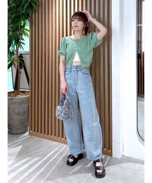 FREE'S MART（フリーズマート）の「◆［WEB限定］ラメパフスリーブニットカーディガン（カーディガン/ボレロ・レディース・ホワイト/レッド/ライトグリーン/ブラック・FREE）」の5枚目の写真