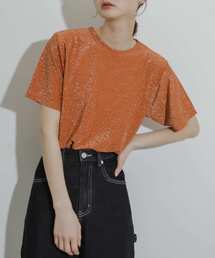 クルーネックラメTシャツ(半袖)