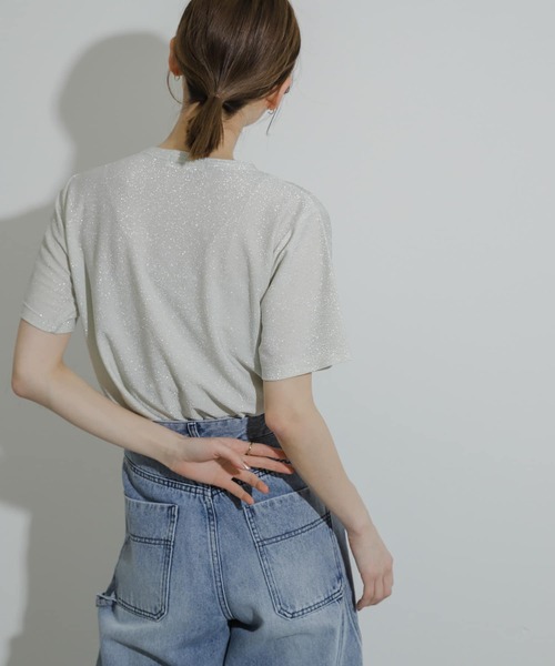 SENSE OF PLACE by URBAN RESEARCH(センスオブプレイスバイアーバンリサーチ)の「クルーネックラメTシャツ(半袖)(Tシャツ/カットソー・レディース・シルバー/ライトブルー/ネイビー/オレンジ/ブラック/ブラウン・ONE)」の10枚目の写真