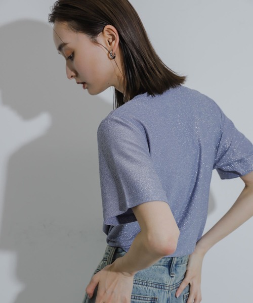 SENSE OF PLACE by URBAN RESEARCH(センスオブプレイスバイアーバンリサーチ)の「クルーネックラメTシャツ(半袖)(Tシャツ/カットソー・レディース・シルバー/ライトブルー/ネイビー/オレンジ/ブラック/ブラウン・ONE)」の14枚目の写真