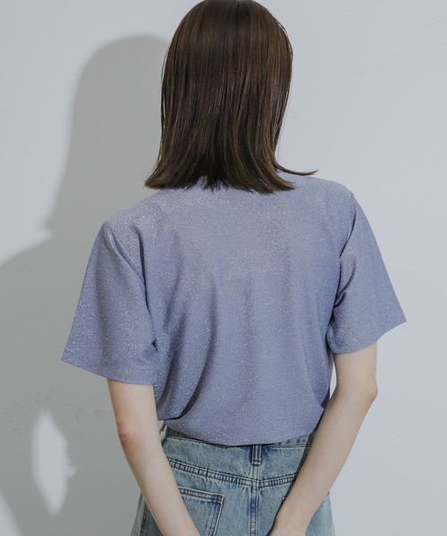 SENSE OF PLACE by URBAN RESEARCH(センスオブプレイスバイアーバンリサーチ)の「クルーネックラメTシャツ(半袖)(Tシャツ/カットソー・レディース・シルバー/ライトブルー/ネイビー/オレンジ/ブラック/ブラウン・ONE)」の15枚目の写真