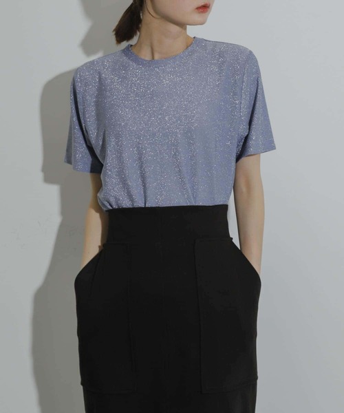 SENSE OF PLACE by URBAN RESEARCH(センスオブプレイスバイアーバンリサーチ)の「クルーネックラメTシャツ(半袖)(Tシャツ/カットソー・レディース・シルバー/ライトブルー/ネイビー/オレンジ/ブラック/ブラウン・ONE)」の17枚目の写真