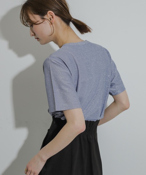 SENSE OF PLACE by URBAN RESEARCH(センスオブプレイスバイアーバンリサーチ)の「クルーネックラメTシャツ(半袖)(Tシャツ/カットソー・レディース・シルバー/ライトブルー/ネイビー/オレンジ/ブラック/ブラウン・ONE)」の19枚目の写真