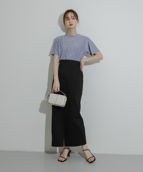 SENSE OF PLACE by URBAN RESEARCH(センスオブプレイスバイアーバンリサーチ)の「クルーネックラメTシャツ(半袖)(Tシャツ/カットソー・レディース・シルバー/ライトブルー/ネイビー/オレンジ/ブラック/ブラウン・ONE)」の20枚目の写真