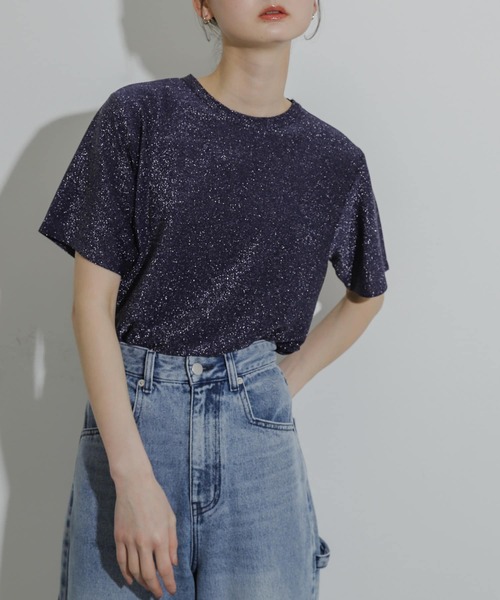 SENSE OF PLACE by URBAN RESEARCH(センスオブプレイスバイアーバンリサーチ)の「クルーネックラメTシャツ(半袖)(Tシャツ/カットソー・レディース・シルバー/ライトブルー/ネイビー/オレンジ/ブラック/ブラウン・ONE)」の22枚目の写真