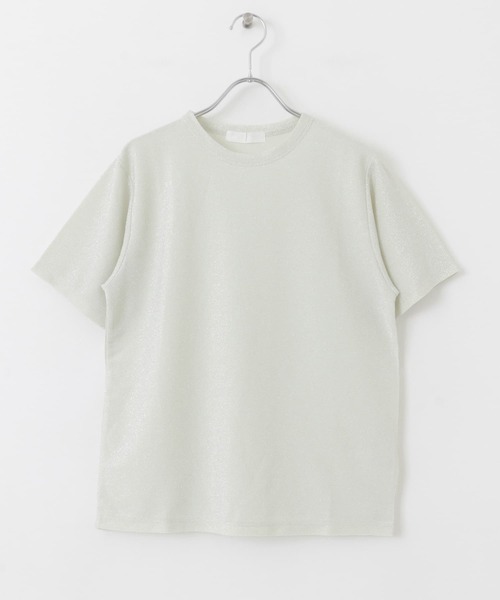 SENSE OF PLACE by URBAN RESEARCH(センスオブプレイスバイアーバンリサーチ)の「クルーネックラメTシャツ(半袖)(Tシャツ/カットソー・レディース・シルバー/ライトブルー/ネイビー/オレンジ/ブラック/ブラウン・ONE)」の7枚目の写真