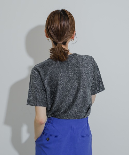 SENSE OF PLACE by URBAN RESEARCH(センスオブプレイスバイアーバンリサーチ)の「クルーネックラメTシャツ(半袖)(Tシャツ/カットソー・レディース・シルバー/ライトブルー/ネイビー/オレンジ/ブラック/ブラウン・ONE)」の19枚目の写真