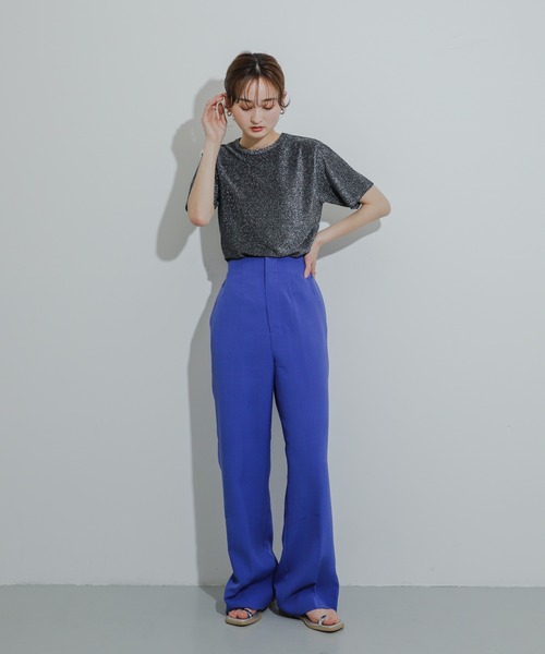 SENSE OF PLACE by URBAN RESEARCH(センスオブプレイスバイアーバンリサーチ)の「クルーネックラメTシャツ(半袖)(Tシャツ/カットソー・レディース・シルバー/ライトブルー/ネイビー/オレンジ/ブラック/ブラウン・ONE)」の8枚目の写真