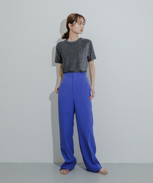 SENSE OF PLACE by URBAN RESEARCH(センスオブプレイスバイアーバンリサーチ)の「クルーネックラメTシャツ(半袖)(Tシャツ/カットソー・レディース・シルバー/ライトブルー/ネイビー/オレンジ/ブラック/ブラウン・ONE)」の9枚目の写真