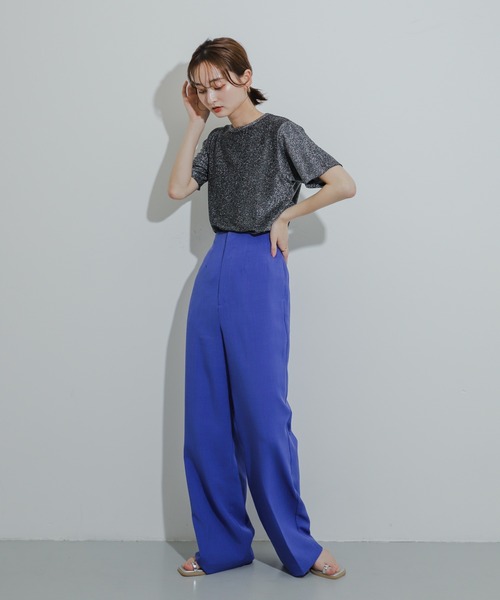 SENSE OF PLACE by URBAN RESEARCH(センスオブプレイスバイアーバンリサーチ)の「クルーネックラメTシャツ(半袖)(Tシャツ/カットソー・レディース・シルバー/ライトブルー/ネイビー/オレンジ/ブラック/ブラウン・ONE)」の10枚目の写真