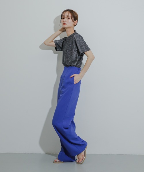 SENSE OF PLACE by URBAN RESEARCH(センスオブプレイスバイアーバンリサーチ)の「クルーネックラメTシャツ(半袖)(Tシャツ/カットソー・レディース・シルバー/ライトブルー/ネイビー/オレンジ/ブラック/ブラウン・ONE)」の21枚目の写真
