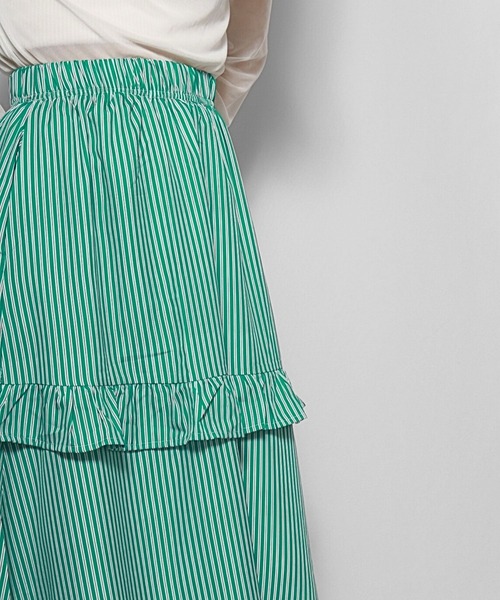 sevens(セブンズ)の「【sevens】ストライプフリルティアードスカート(スカート・レディース・グリーン/ブルー・FREE)」の5枚目の写真