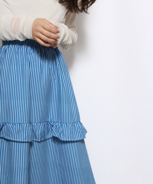 sevens(セブンズ)の「【sevens】ストライプフリルティアードスカート(スカート・レディース・グリーン/ブルー・FREE)」の16枚目の写真