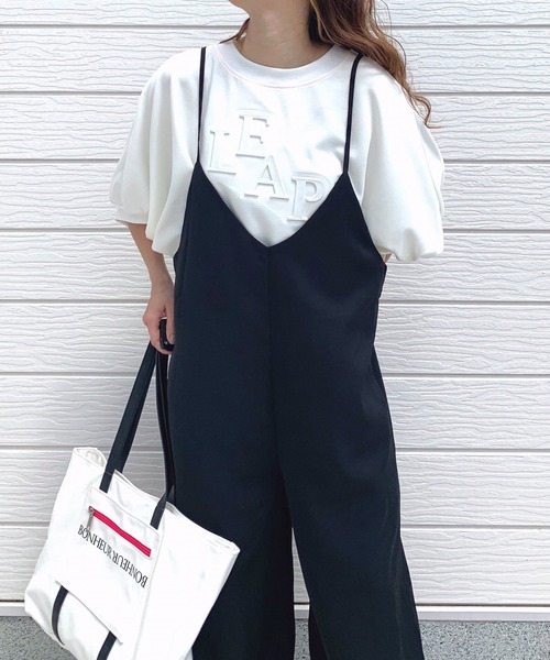 Q(キュー)の「キャミワイドサロペ(サロペット/オーバーオール・レディース・ベージュ/ブラック・MEDIUM)」の6枚目の写真