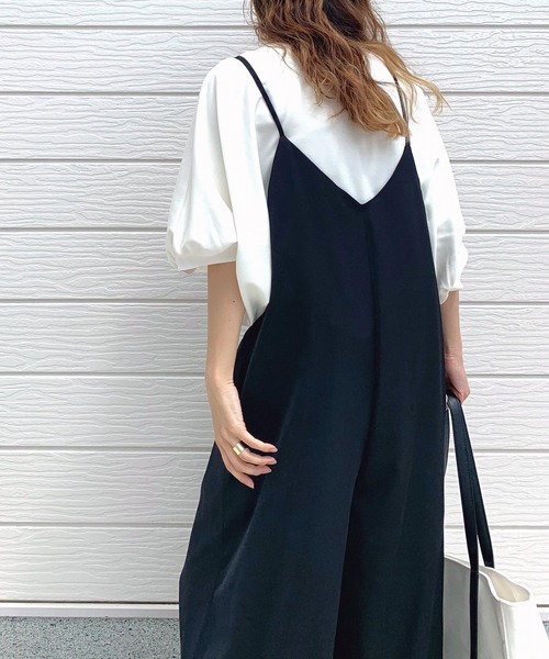 Q(キュー)の「キャミワイドサロペ(サロペット/オーバーオール・レディース・ベージュ/ブラック・MEDIUM)」の7枚目の写真