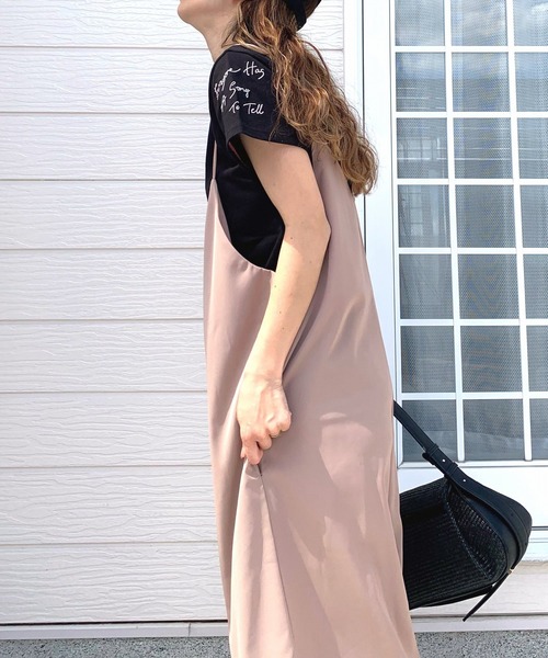 Q(キュー)の「キャミワイドサロペ(サロペット/オーバーオール・レディース・ベージュ/ブラック・MEDIUM)」の9枚目の写真