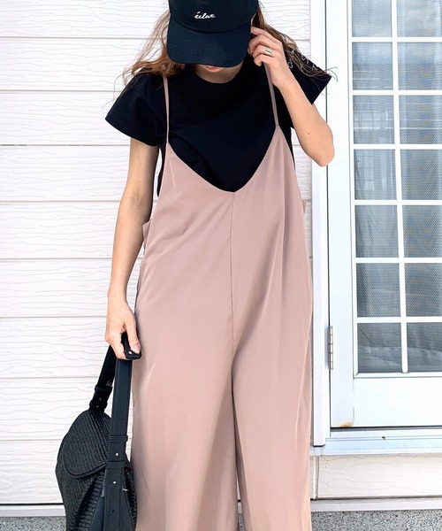 Q(キュー)の「キャミワイドサロペ(サロペット/オーバーオール・レディース・ベージュ/ブラック・MEDIUM)」の8枚目の写真