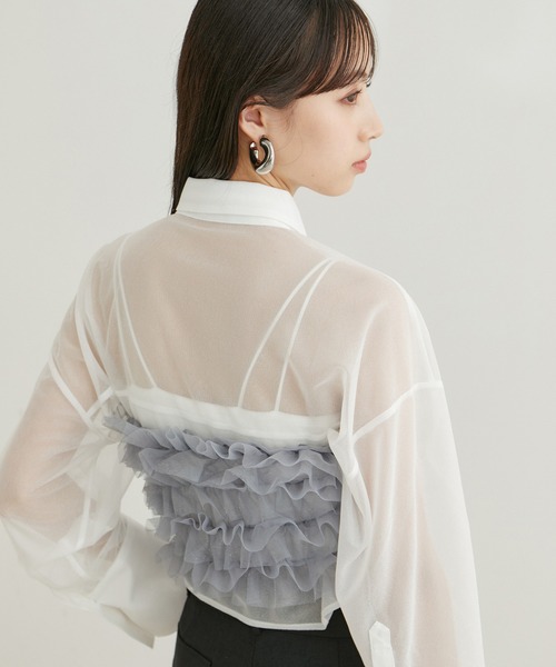 VIS（ビス）の「チュールフリルビスチェ（キャミソール・レディース・オフホワイト/グレー系その他/ブラック・FREE）」の9枚目の写真