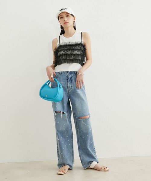 VIS（ビス）の「チュールフリルビスチェ（キャミソール・レディース・オフホワイト/グレー系その他/ブラック・FREE）」の14枚目の写真