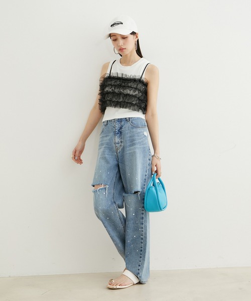 VIS（ビス）の「チュールフリルビスチェ（キャミソール・レディース・オフホワイト/グレー系その他/ブラック・FREE）」の15枚目の写真