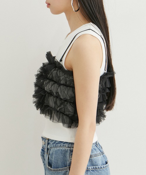 VIS（ビス）の「チュールフリルビスチェ（キャミソール・レディース・オフホワイト/グレー系その他/ブラック・FREE）」の17枚目の写真