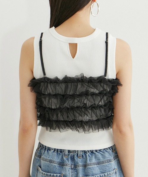 VIS（ビス）の「チュールフリルビスチェ（キャミソール・レディース・オフホワイト/グレー系その他/ブラック・FREE）」の18枚目の写真