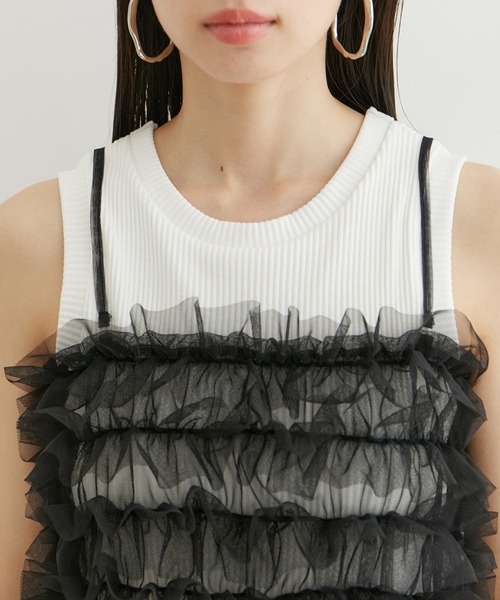 VIS（ビス）の「チュールフリルビスチェ（キャミソール・レディース・オフホワイト/グレー系その他/ブラック・FREE）」の19枚目の写真