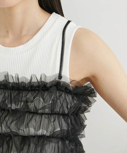 VIS（ビス）の「チュールフリルビスチェ（キャミソール・レディース・オフホワイト/グレー系その他/ブラック・FREE）」の20枚目の写真