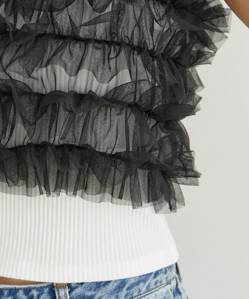 VIS（ビス）の「チュールフリルビスチェ（キャミソール・レディース・オフホワイト/グレー系その他/ブラック・FREE）」の21枚目の写真