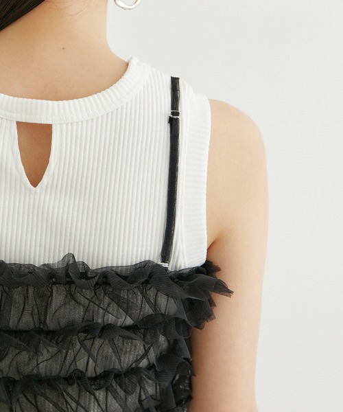 VIS（ビス）の「チュールフリルビスチェ（キャミソール・レディース・オフホワイト/グレー系その他/ブラック・FREE）」の22枚目の写真
