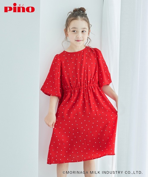 ROPE' PICNIC(ロペピクニック)の「【KIDS】【Pino meets ROPE' PICNIC】Pinoドットワンピース(ワンピース・キッズ・レッド/ホワイト系その他/ダークブラウン・110/120/130/140)」の3枚目の写真