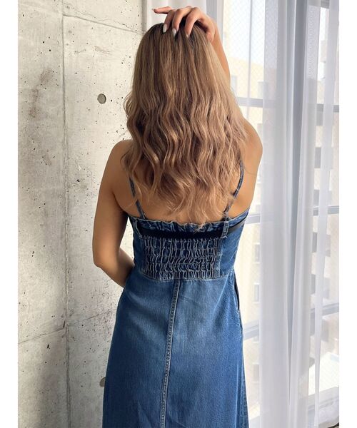 GYDA(ジェイダ)の「ベアデニムロングワンピース(ワンピース・レディース・ブルー/ライトブルー・FREE)」の15枚目の写真