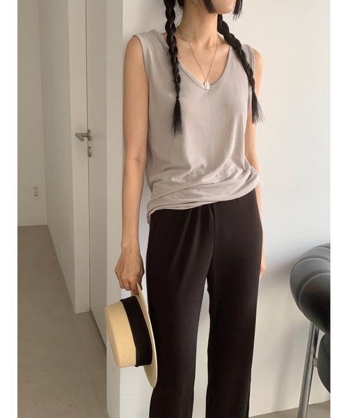 Didot.showroom（ディドット ショールーム）の「【DIDOT.】サイドラインパイピングトラックパンツ（スウェットパンツ・レディース・ブラウン/パープル/ネイビー/チャコール・FREE）」の13枚目の写真