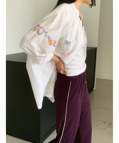 Didot.showroom（ディドット ショールーム）の「【DIDOT.】サイドラインパイピングトラックパンツ（スウェットパンツ・レディース・ブラウン/パープル/ネイビー/チャコール・FREE）」の20枚目の写真