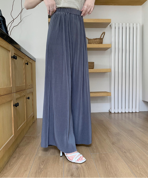 emi+(エミプラス)の「万能サマーリブワイドパンツ(その他パンツ・レディース・チャコールグレー/アイボリー/ブルー/グリーン/ブラック・FREE)」の7枚目の写真