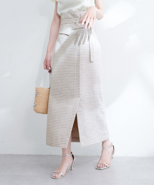 natural couture（ナチュラルクチュール）の「コルセットベルト付きナロースカート（スカート・レディース・ミント/ドット/ブラック/オフホワイト・FREE）」の18枚目の写真