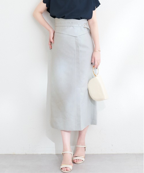 natural couture（ナチュラルクチュール）の「コルセットベルト付きナロースカート（スカート・レディース・ミント/ドット/ブラック/オフホワイト・FREE）」の10枚目の写真