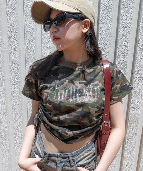 dispark（ディスパーク）の「DISPARK/サイドドロストラインストーンT（Tシャツ/カットソー・レディース・ブラック/ホワイト/その他1・FREE）」の3枚目の写真