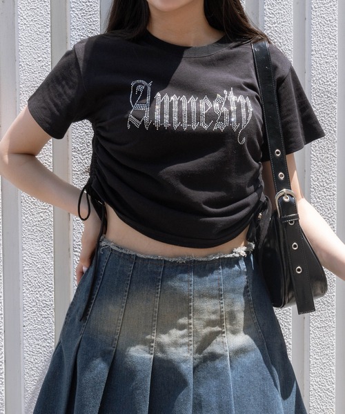 dispark（ディスパーク）の「DISPARK/サイドドロストラインストーンT（Tシャツ/カットソー・レディース・ブラック/ホワイト/その他1・FREE）」の6枚目の写真