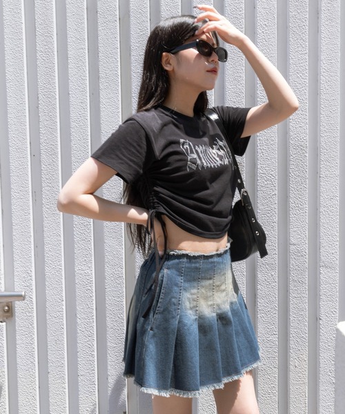 dispark（ディスパーク）の「DISPARK/サイドドロストラインストーンT（Tシャツ/カットソー・レディース・ブラック/ホワイト/その他1・FREE）」の7枚目の写真