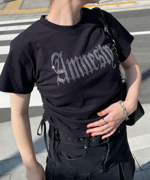 dispark（ディスパーク）の「DISPARK/サイドドロストラインストーンT（Tシャツ/カットソー・レディース・ブラック/ホワイト/その他1・FREE）」の4枚目の写真