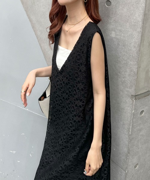 Futier land（フューティアランド）の「パネルレース2wayジャンパースカート（ワンピース・レディース・ホワイト/ブラック・FREE）」の2枚目の写真