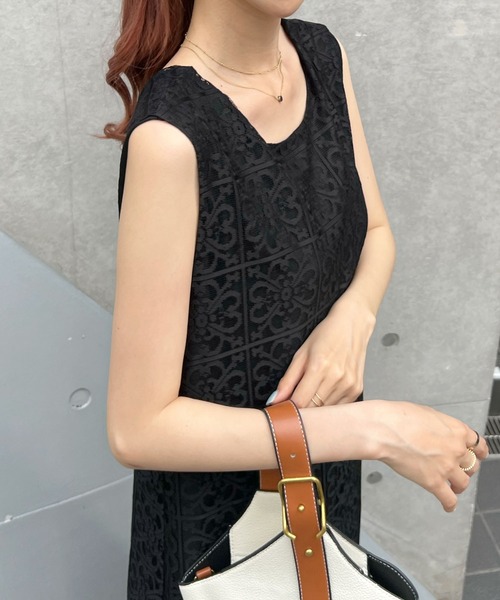 Futier land（フューティアランド）の「パネルレース2wayジャンパースカート（ワンピース・レディース・ホワイト/ブラック・FREE）」の3枚目の写真