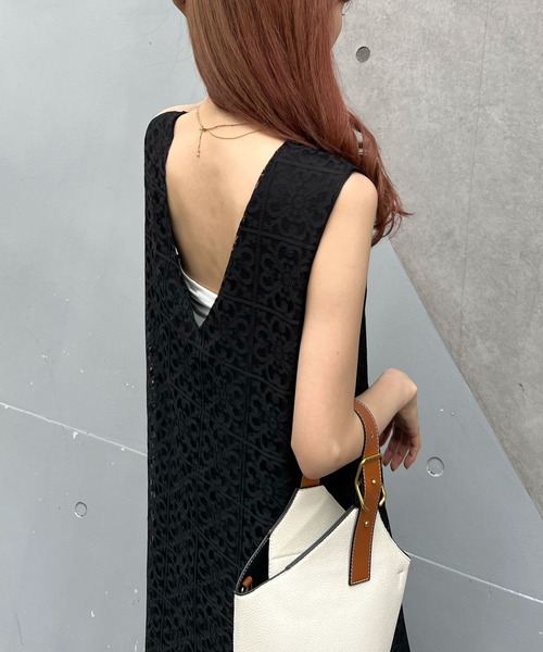 Futier land（フューティアランド）の「パネルレース2wayジャンパースカート（ワンピース・レディース・ホワイト/ブラック・FREE）」の4枚目の写真