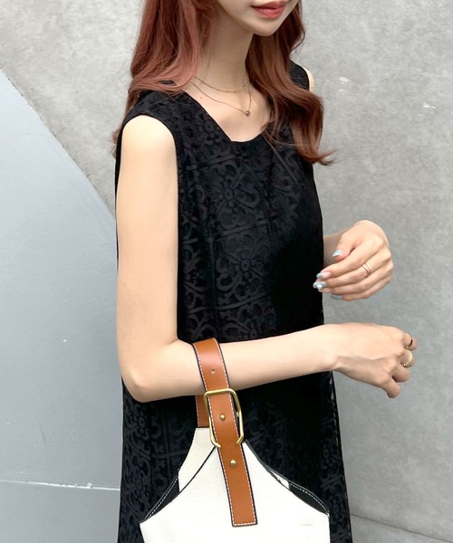 Futier land（フューティアランド）の「パネルレース2wayジャンパースカート（ワンピース・レディース・ホワイト/ブラック・FREE）」の7枚目の写真