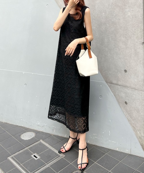 Futier land（フューティアランド）の「パネルレース2wayジャンパースカート（ワンピース・レディース・ホワイト/ブラック・FREE）」の9枚目の写真