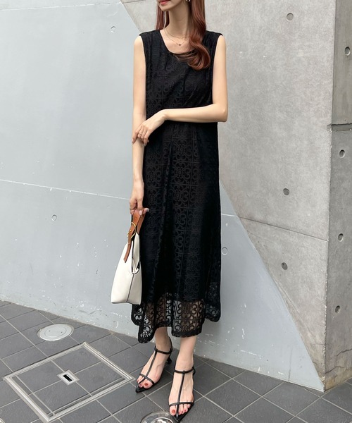 Futier land（フューティアランド）の「パネルレース2wayジャンパースカート（ワンピース・レディース・ホワイト/ブラック・FREE）」の10枚目の写真